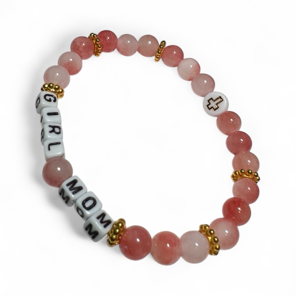 Pink and Gold Beaded Bracelet